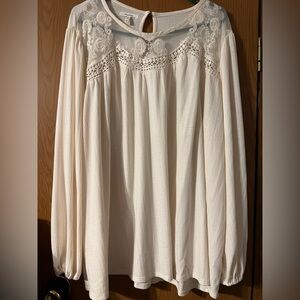 Maurices Cream Lace Detail Blouse